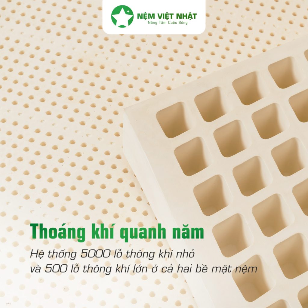 Nệm Cao Su Thiên Nhiên Việt Nhật NATURAL LUXURY Luxury được chế tác từ 100% mủ cao su nguyên chấ